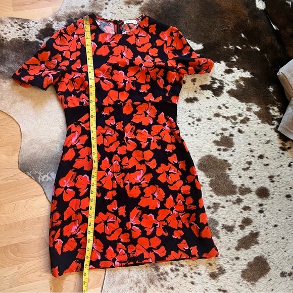 A.L.C. Nora Silk‎ Black Orange Floral Mini Dress Size 8 - Picture 7 of 7